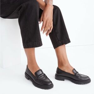 Madewell Bradley Lug Sole Black Leather Loafers